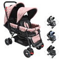 thumbnail image 1 of Carriola Doble Gemelar Plegable para Bebés 0 Meses Hasta 32 kg - Rosa, 1 of 7