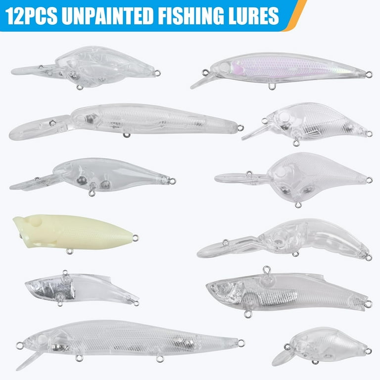 Unpainted Fishing Lures Making Kit, 286pcs DIY Blank Crankbaits Minnow Hard  Bait Set with Treble Hooks,Split Rings,3D Eyes,Fishing Lure Stickers Pliers DIY  Fishing Tackle - Walmart.com