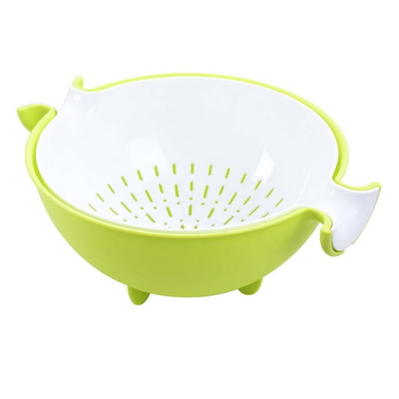HOMEMAXS 2 in 1 Large Kitchen Strainer Colander and Bowl Set for Washing Fruits Vegetables Made of Plastic Green 7.87 inches