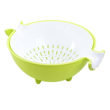 

NUOLUX 2-in-1 Kitchen Strainer Colander and Bowl Sets Large Plastic Washing Bowl and Strainer Detachable Colanders Strainers Set (Green)