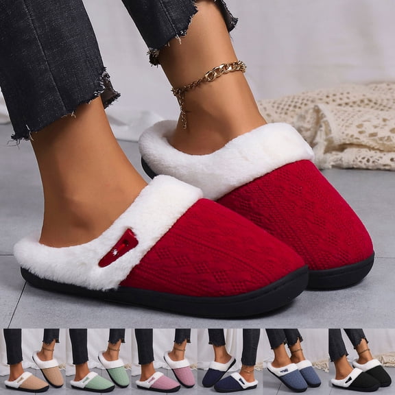 Slippers For Women Fuzzy House Slippers With Memory Foam Slip-On House Shoes Warm Cozy Slipper Indoor Washable Bedroom Shoes Grey 41