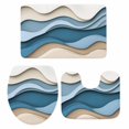 thumbnail image 2 of Blue Brown Bathroom Rugs Set Ombre Water Ripple Abstract Wave Stripe Modern Non Slip Absorbent Soft Bath Mats 3 Piece Set with Bathroom Rug, U-Shaped Floor Mat, Toilet Seat Cover Large Size, 2 of 9