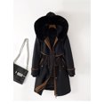 thumbnail image 4 of Three Wears-Parka de piel de longitud media para mujer, forro interior desmontable, Abrigo acolchado de algodón, ropa de abrigo de talla grande 3XL, 4 of 5