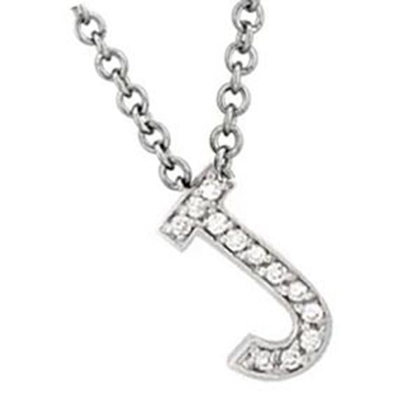 Jewelrynest 14k Gold Diamond English Inital Letter "J" Necklace (0.25