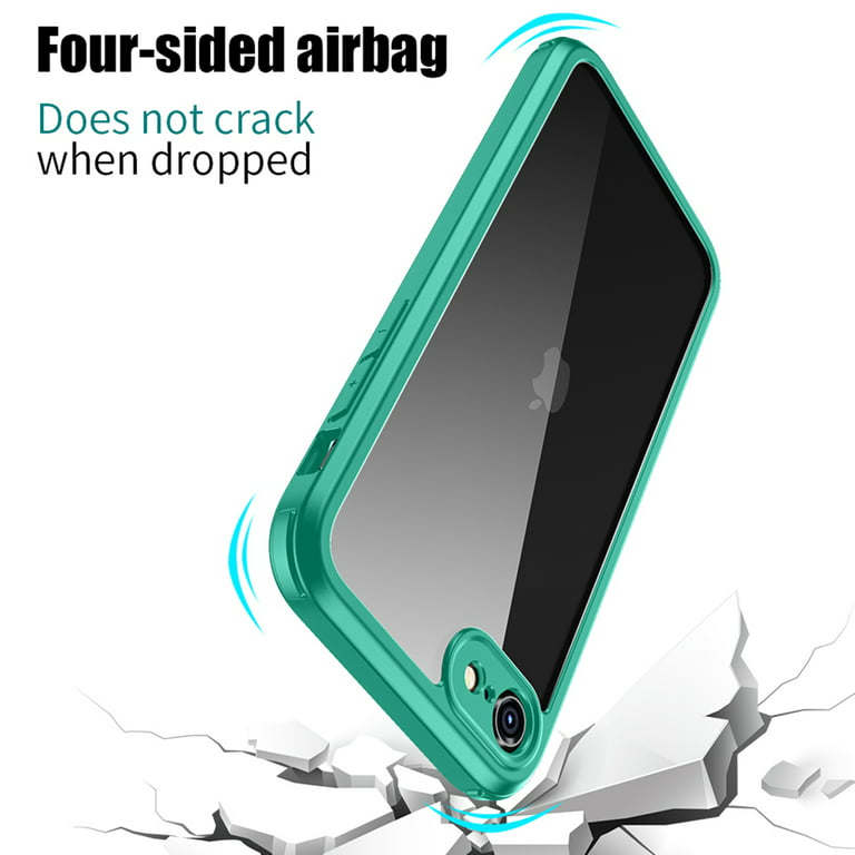 Dteck iPhone SE 2020 Case, Dual Layer Full Body Shockproof Protection Case  Double Sides Tempered Glass Cover Flexible TPU Bumper For iPhone SE 2020 /  iPhone 7 / iPhone 8, Deep Green 
