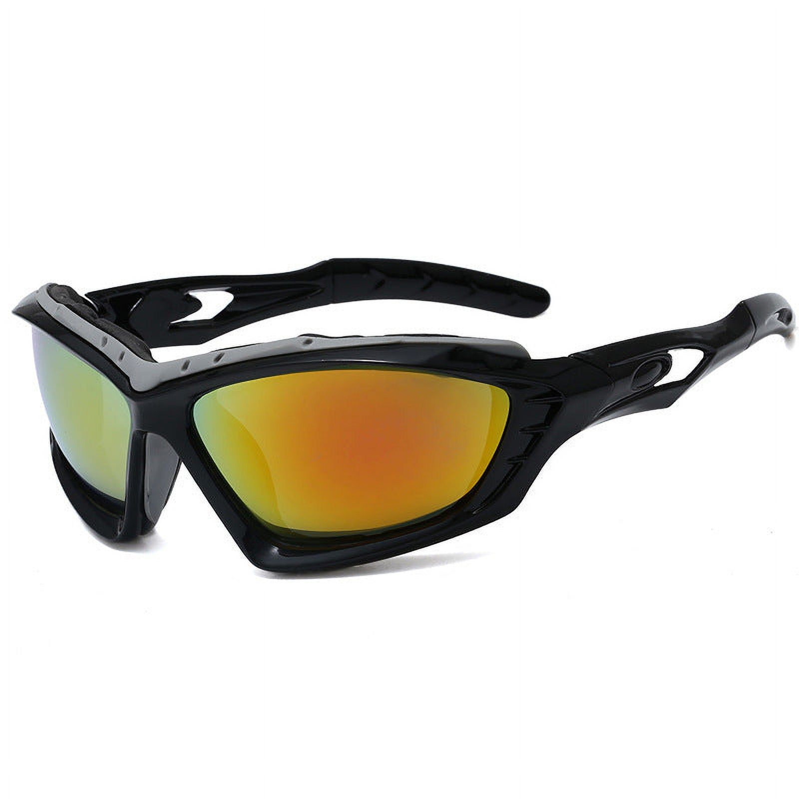 Mens Outdoor Sports Sunglasses UV400 Protection Anti Seismic Windproof Design High Strength PC Frame Cycling Glasses