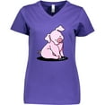thumbnail image 3 of Inktastic Sitting Pig Women's V-Neck T-Shirt, 3 of 5