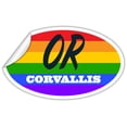 thumbnail image 2 of Corvallis OR Oregon Benton County Rainbow Pride Flag 6 Stripes Pride Flag Euro Decal Bumper Sticker 3M Vinyl 3" x 5", 2 of 3