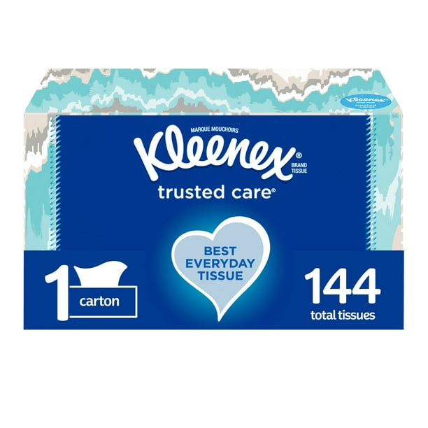 Kleenex Trusted Care Everyday Facial Tissues, 1 Flat Box (144 Total