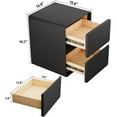 thumbnail image 6 of 15.8" W Faux Leather Narrow Nightstand, Modern Fully-Assembled Bedside Table with 2 Drawers, Wood Night Stand Small Accent End Table & Side Table for Bedroom Living Room, Black, 6 of 8