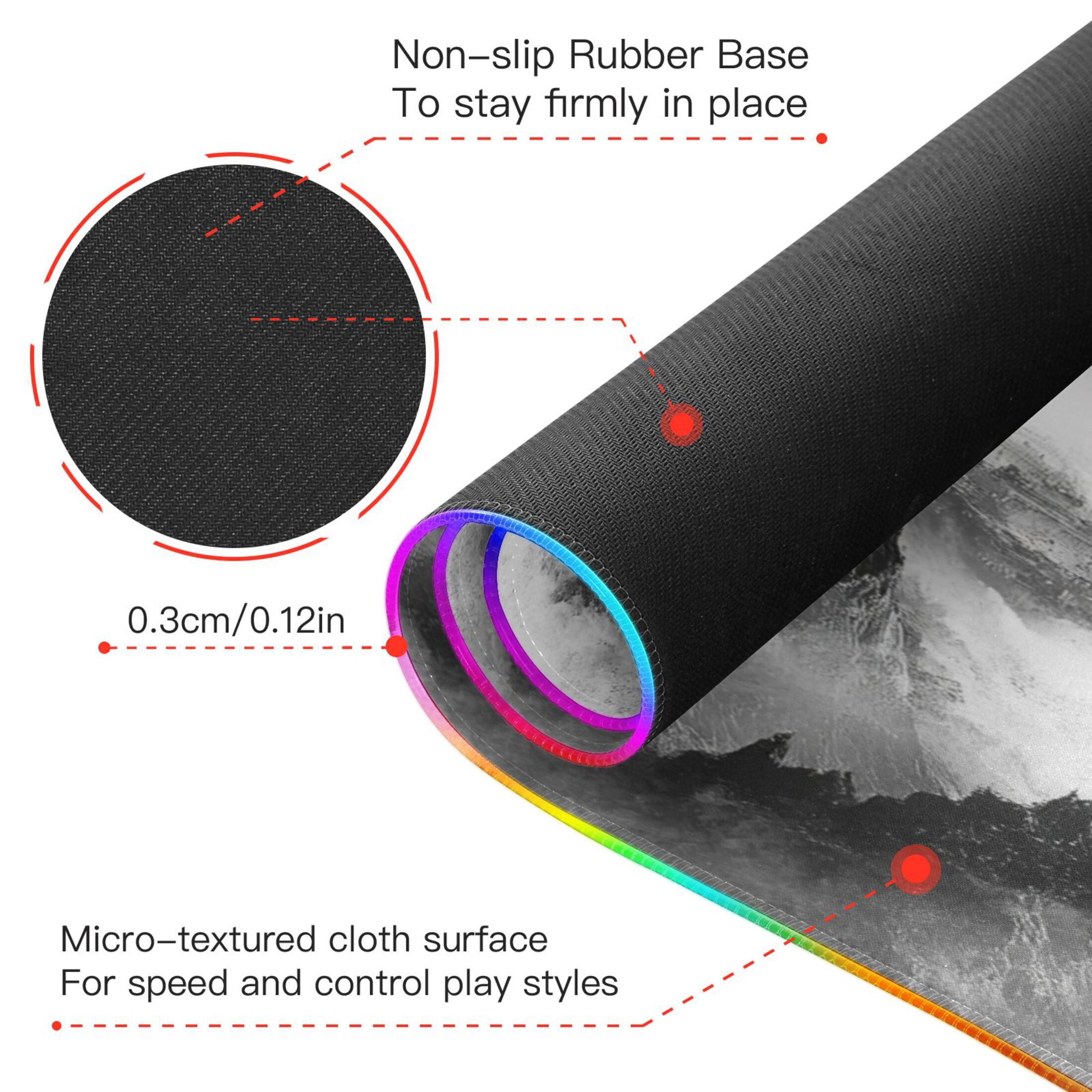 Large RGB Gaming Mouse Pad Led Glowing Mousepad Non-Slip Rubber Base 13 Light Modes 35.4x15.7 Traditional Chinese Ink Landscape