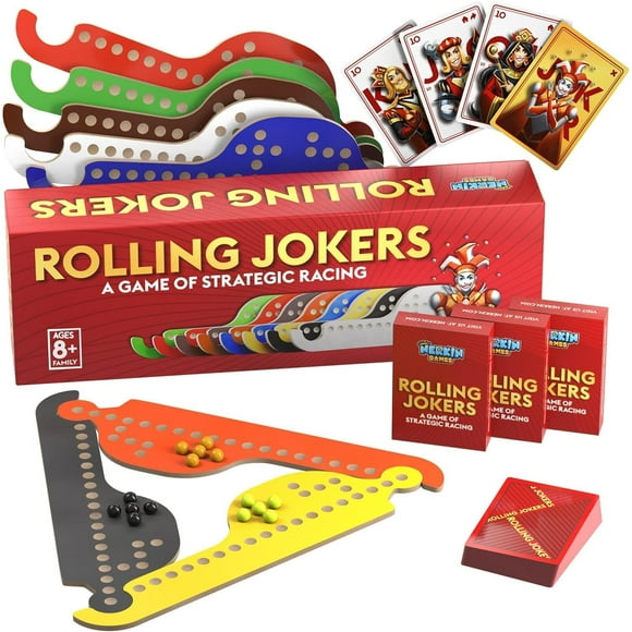 Rolling Jokers Board Game for 2-8 Players, Fun Twist on Jokers and Marbles Board Game, Family Board Games