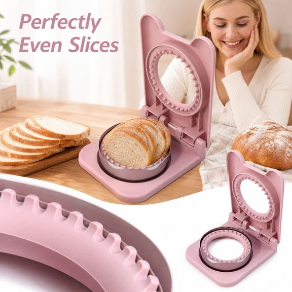 Crustless Sandwich Cutter with Hinged Cat Design, 1-Pack, Pink, for Student Lunch