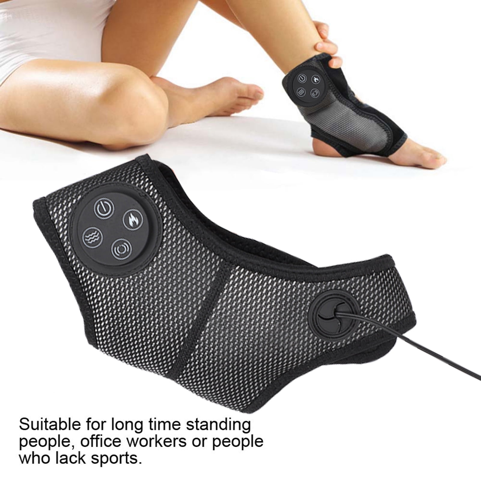 Tebru Foot Ankle Massager, Electric Foot Ankle Massager Vibration Heating Foot Acupuncture Points Massage US Plug, Electric Foot Massager