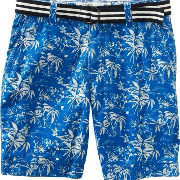 Aeropostale Mens Belted Tropical Pattern Casual Chino Shorts, Blue, 27