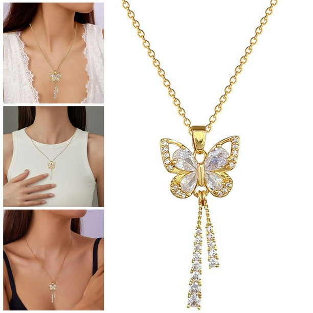 Collar con lazo y borlas, collar de alta gama con lazo, accesorios para mujer y niña, ideal para regalo