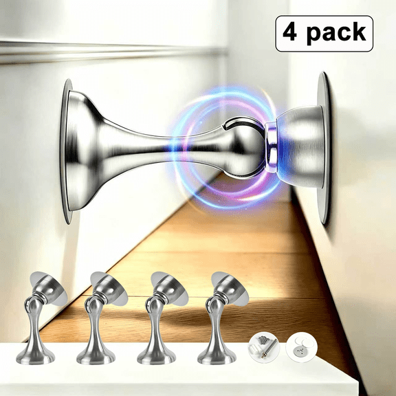 4 Pack Magnetic Door Stoppers, Door Stop Holder to Keep Door Open Wall & Magnetic Door Stops for Bottom of Door, Suitable for Home, Office, Bedroom, Bathroom