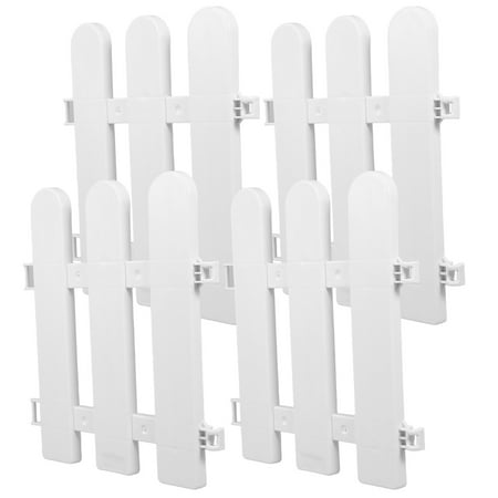 Homoyoyo 4-Piece White Plastic Garden Fence Set Easy to Install Lawn Border and Flower Bed Edging for Outdoor Yard