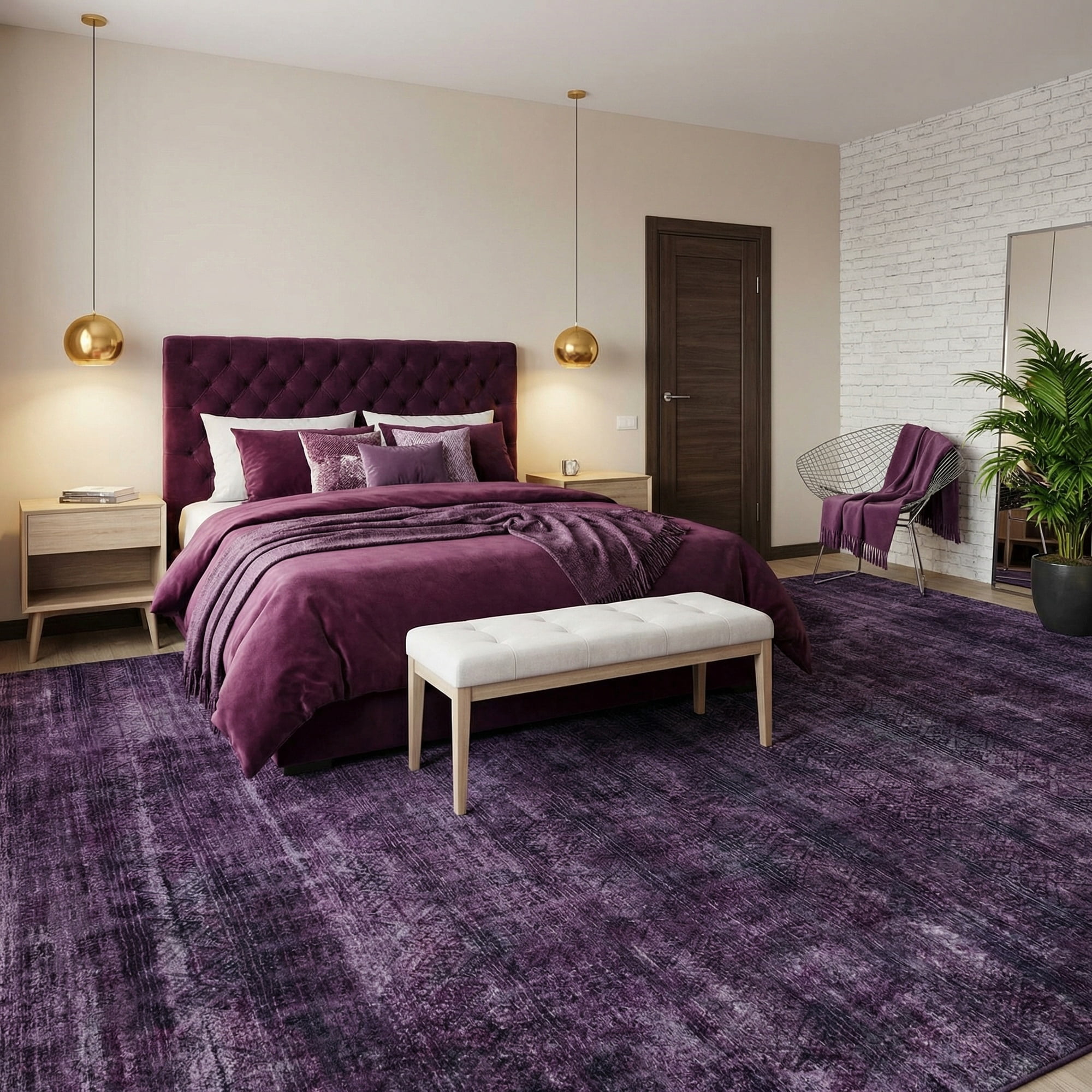 8x10 Modern Abstract Rugs Washable Non-Slip Ombre for Living Room Bedroom Study Room-Purple