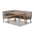 thumbnail image 2 of Baxton Studio Odessa Mid-Century Modern Grey Fabric Upholstered and Walnut Brown Finished Wood 3-Piece Dining Nook Set, 2 of 7