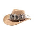 thumbnail image 2 of segolike Western Cowboy Hat Comfortable Sun Protection Hat for Gift Travel Roles Play Camel, 2 of 9
