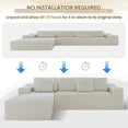 thumbnail image 3 of Lunale 104" Cloud Sectional Sofa with Left Chaise, Oversized Modular L-Shaped Couch, Plush Corduroy Sleeper Couch for Living Room, No Assembly Required, Beige, 3 of 9