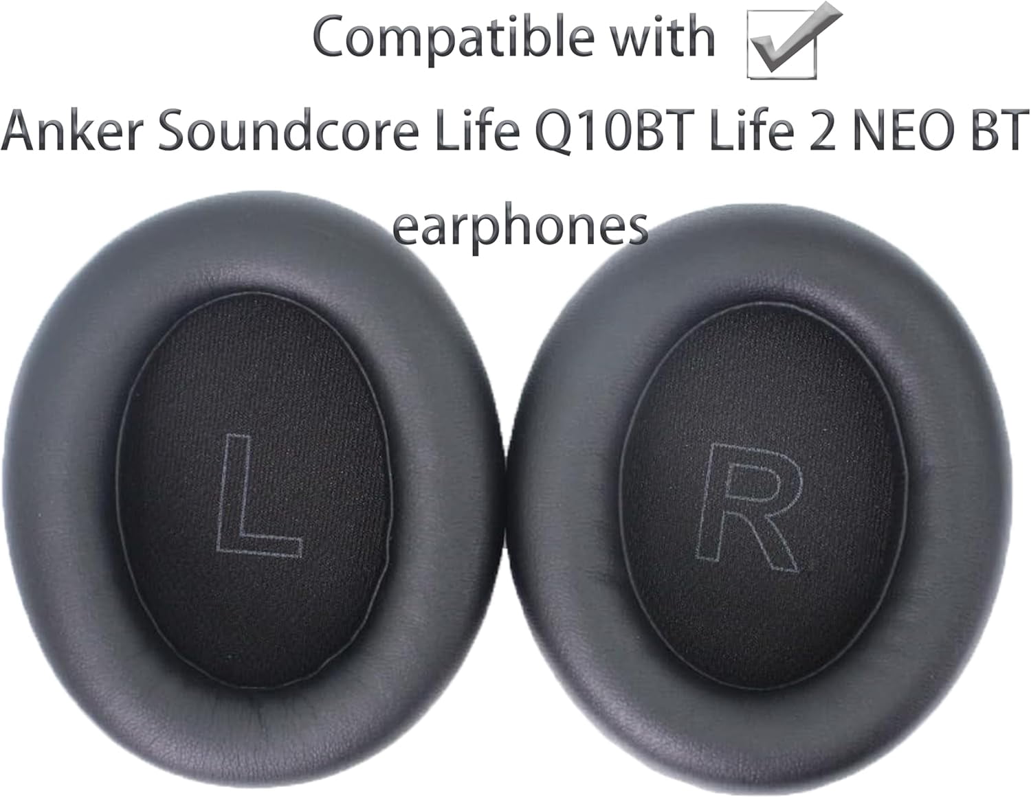 HRTGFD-Q10 Replacement Ear Pads Compatible with Anker Soundcore Life Q10, Q10BT, Life 2 NEO BT Headphones, Replacement Ear Pads Made of Protein Leather and Memory Foam (Obsidian Black)