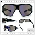thumbnail image 2 of Wrap Curved Color Mirror Oversize Shield Sport Plastic Sunglasses Black - Blue Mirror, 2 of 8