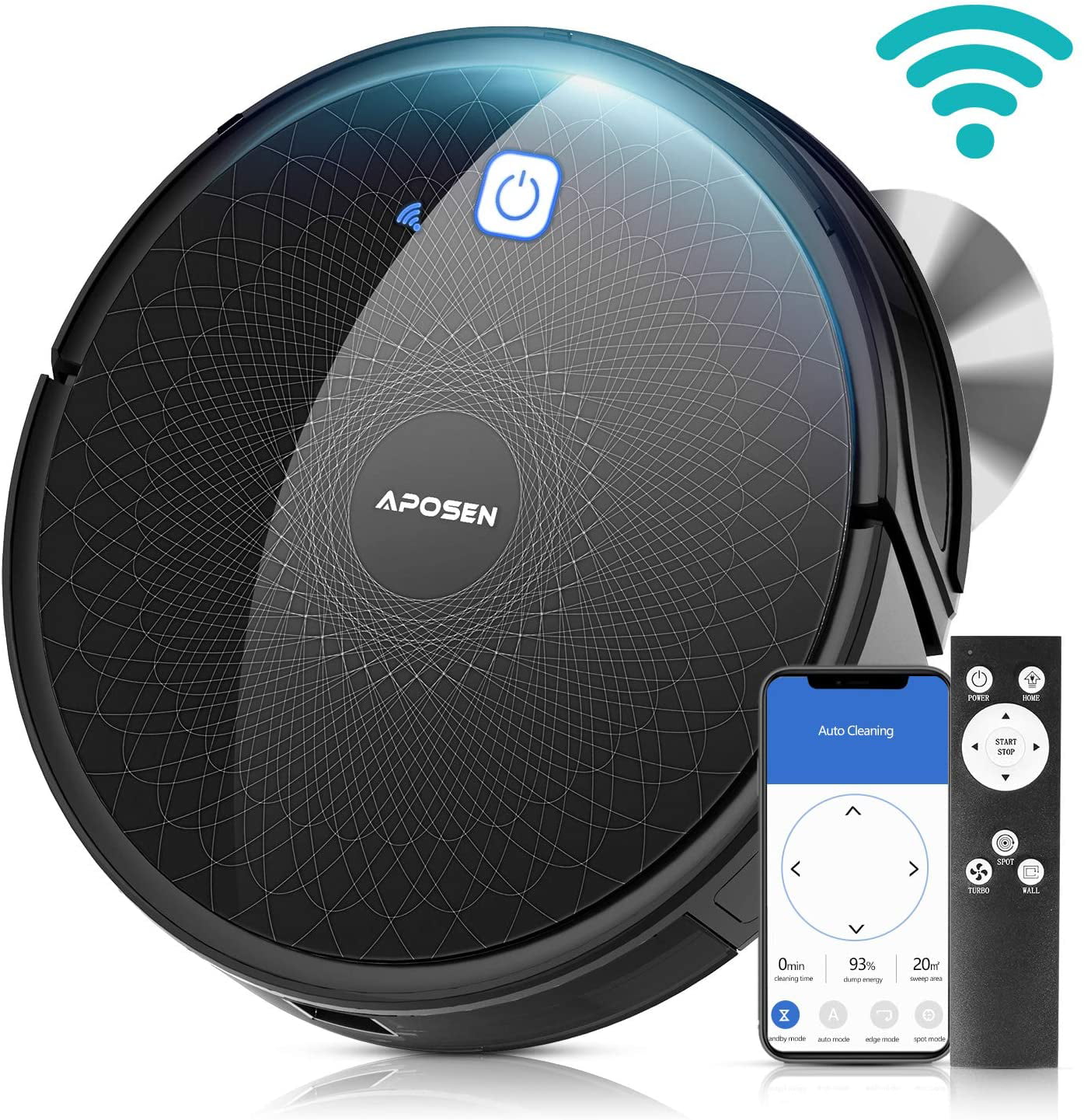 Smart WiFi Mapping Robot Vacuum Cleaner APOSEN Robot Vacuum Carpet Hard Floor 2200Pa Strong Suction But Quiet Robotic Vacuum Cleaner with Self Charging Ideal for Pet Hair
