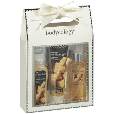 Bodycology Toasted Vanilla Sugar Shower Gel & Foaming Bath/Body Cream/Fragrance Mist Gift Set, 3ct