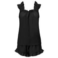 thumbnail image 4 of UVN Summer Pajamas for Women 2 Piece Ruffle Tank Tops and Short Pants Sleepwear Lounge Pajama Sets, 4 of 10