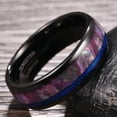 thumbnail image 2 of Tungsten Carbide Light Purple Abalone Shell Inlay Rings with Blue Guitar String Dome Style, 2 of 4