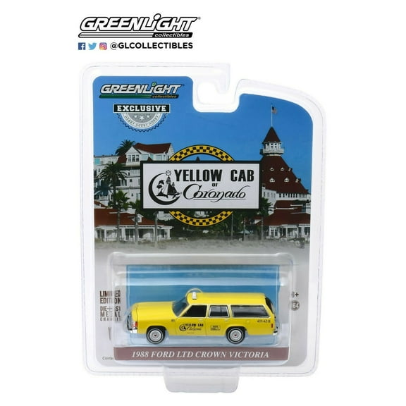 GREENLIGHT 1:64 1988 FORD LTD CROWN VIC TAXI YELLOW CAB OF CORONADO 30122