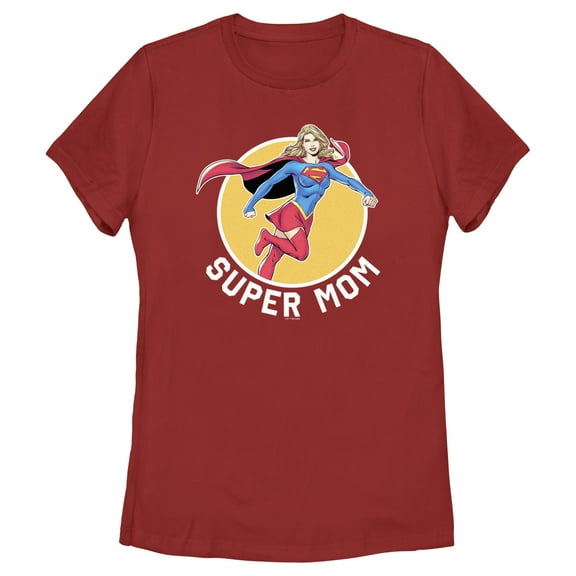 Women's Superman Supergirl Mom Graphic Tee Red X Large