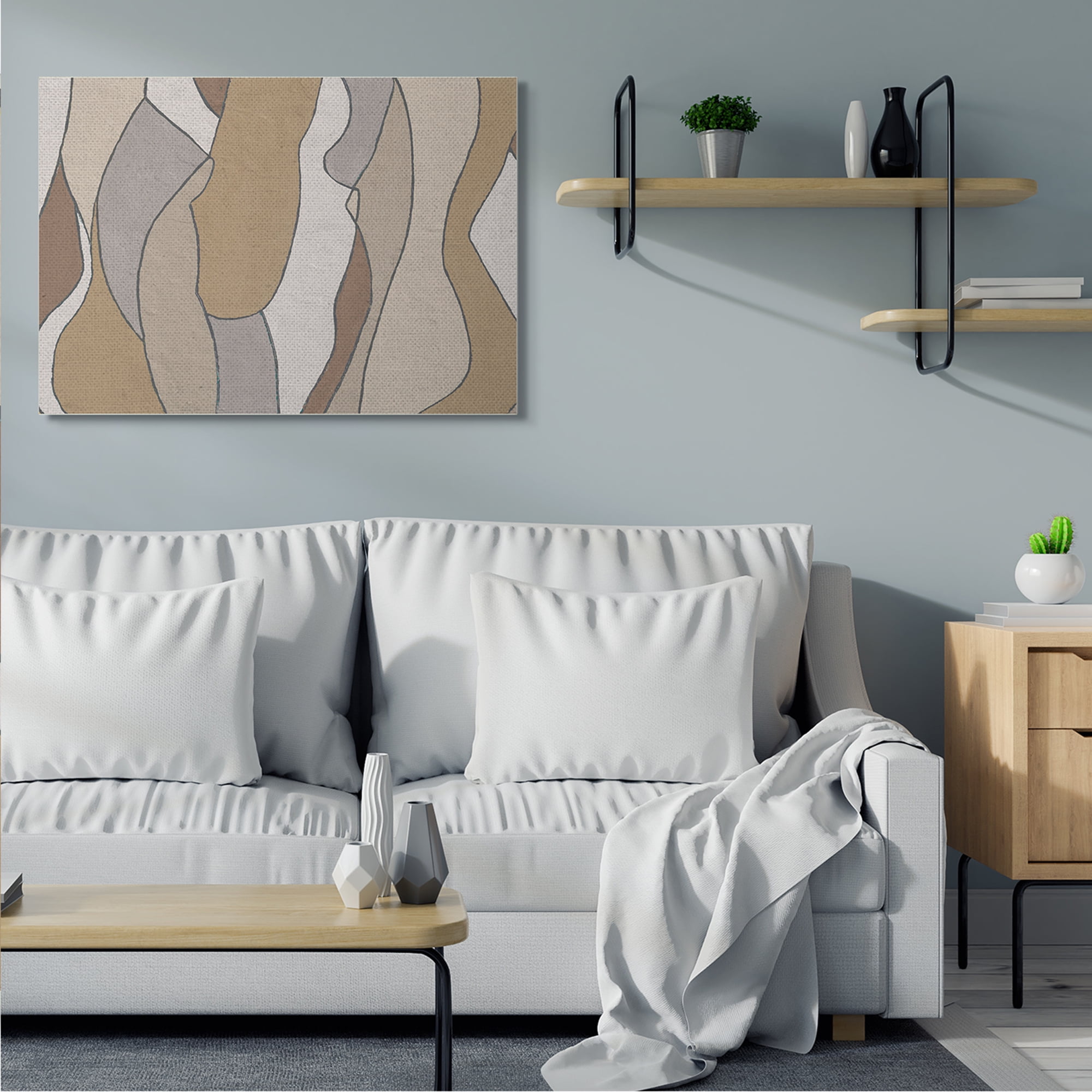 Stupell Industries Abstract Curved Body Shapes Brown Beige Neutral Abstract Painting Gallery Wrapped Canvas Art Print Wall Art, 36 x 48