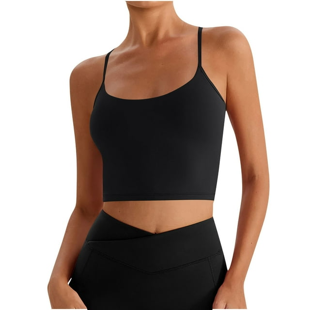 RXMEKW Sports Bra for Women, Solid Color Elastic Workout Top with Removable Padding, Medium-Impact Support for Gym and Daily Wear