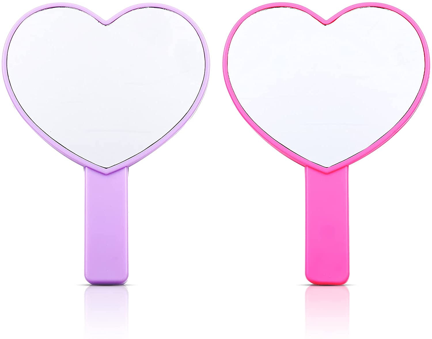 2 Pieces HeartShaped Handheld Mirrors Travel Makeup Mirrors Mini
