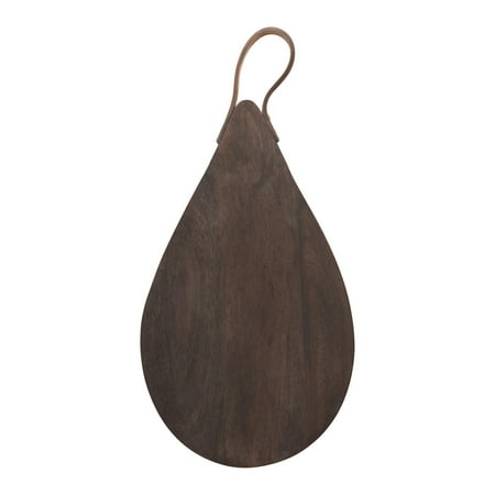 

Storied Home Mango Wood Cheese/Cutting Board with Leather Handle Espresso Finish
