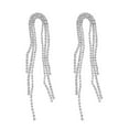 thumbnail image 2 of Happy date Elegant Long Rhinestone Chain Earrings. Punk Double Strand Tassel Line Earrings Minimalism Crystal Drop Earrings for Women Wedding Jewelry, 2 of 7