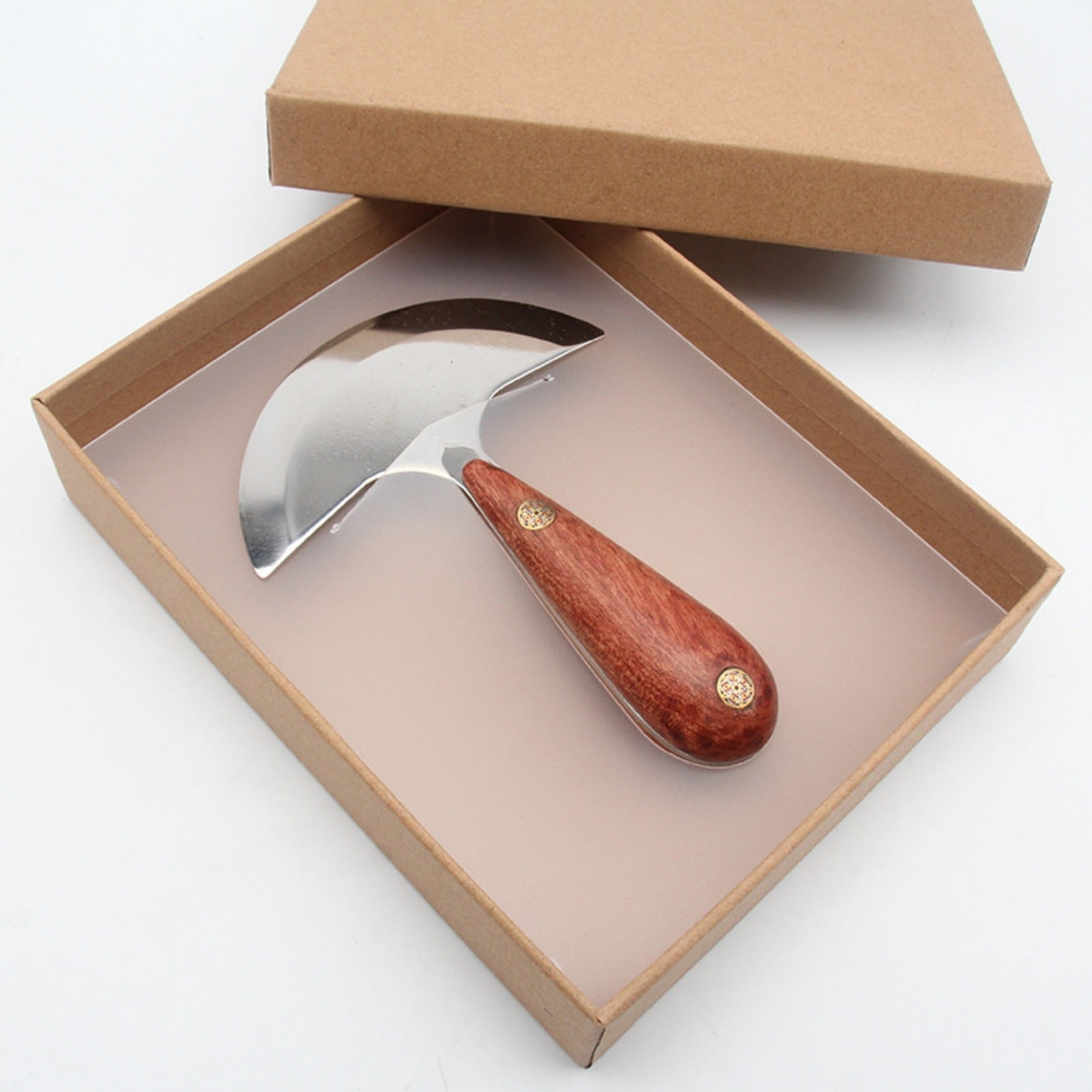 Half Round Leather Cutting Knife – High-Speed Steel Skiving & Trimming Tool with Pearwood Handle for DIY Leathercraft, Wallet, Belt & Bag Making (Small / Medium / Large)
