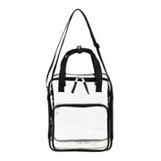 Eastsport Unisex Clear Double Handle Stadium Approved Tote, Black Trim