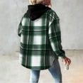 thumbnail image 6 of Women's Flannel Plaid Jacket Drawstring Hooded Sherpa Fleece Lining Winter Jackets Button Up Long Sleeve Outerwear (L, Green 02), 6 of 6
