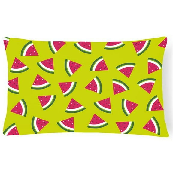 Watermelon on Lime Green Canvas Fabric Decorative Pillow