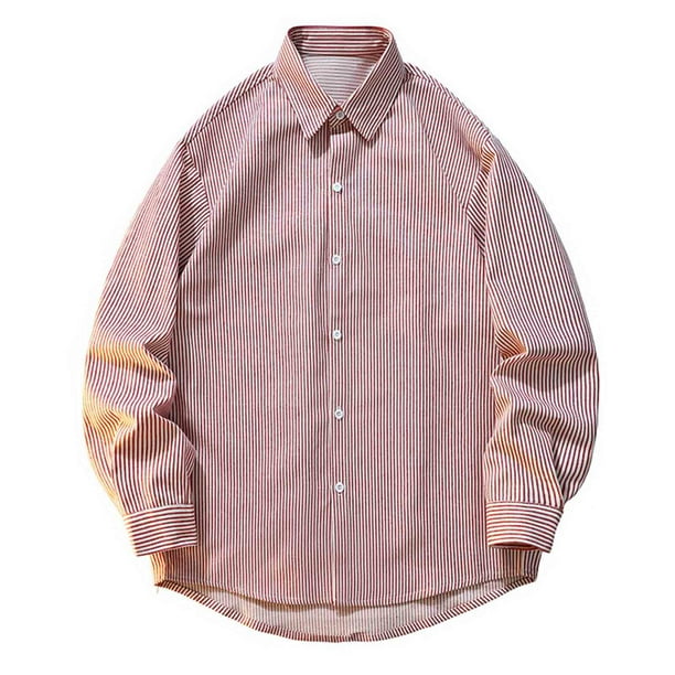 Blusa y camisa de manga larga con cuello vuelto para hombre, blusa informal a cuadros a la moda con botones y cuello vuelto, blusa de poliéster para hombre