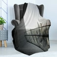 thumbnail image 4 of Modern Soft Flannel Fleece Throw Blanket, City Dubai Landscape Downtown from Balcony Photo Image Print, Cozy Plush for Indoor and Outdoor Use, 60" x 80", Charcoal Grey and White, by Ambesonne, 4 of 5