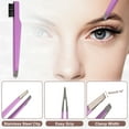 thumbnail image 4 of Unique Bargains Portable 2 in1 Eyebrow Shaping Tool Purple Stainless Steel Eyebrow Clip Eyebrow Brush for Women, 4 of 7