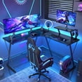thumbnail image 3 of Mr IRONSTONE 51 inch L-Shaped Gaming Desk, Corner Computer Desk for Home Office, Black Writing Workstation with Large Monitor Stand, 3 of 8