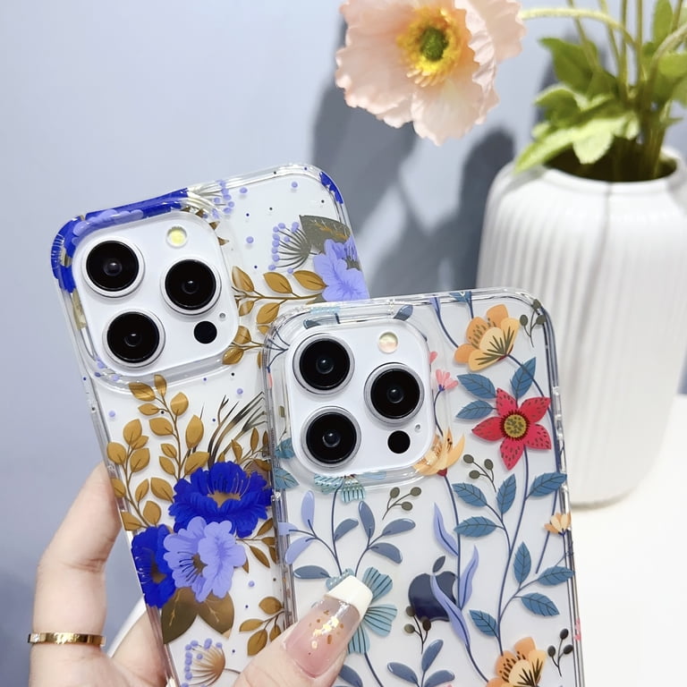 for iPhone 13 Case Clear Flower Floral Women Girl Cute Phone Case