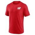 thumbnail image 2 of Men's Fanatics MTO Label Heather Texas Orange Wisconsin Badgers Old-School Bold Tri-Blend T-Shirt, 2 of 3