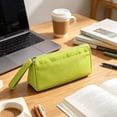 thumbnail image 5 of Lksixu Large Capacity Pencil Case, Solid Color Canvas Pencil Pouch with Zipper & Handle, Simple Stationery Organizer Lightweight & Spacious Pencil Bag, Portable Travel Cosmetic Makeup Bag, 5 of 8